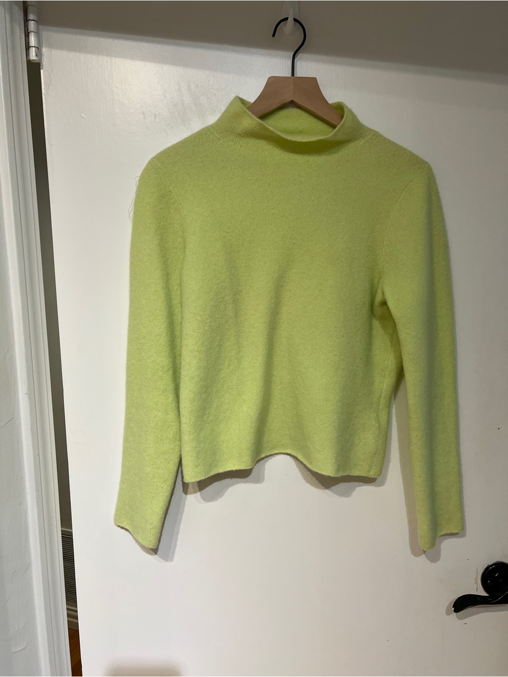 Margaret O'Leary Neon Lime Mock Neck Sweater